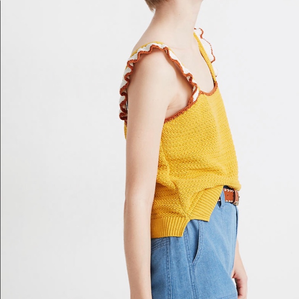 Madewell crocheted ruffle-strapped sweater tank - Picture 3 of 6